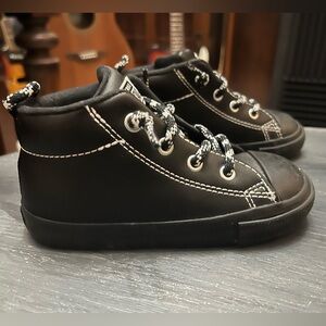Converse All Star Toddler Black Leather High-Top Sneakers
